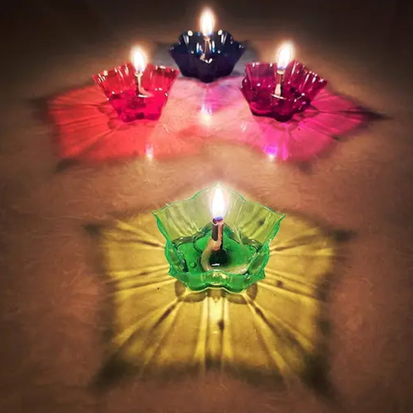Magical Reflection Diya Set With 6 Attractive Design Cup Set Of 12 Pieces