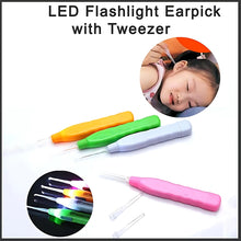 White Led Flashlight Earpick With Tweezer (4 Pc)