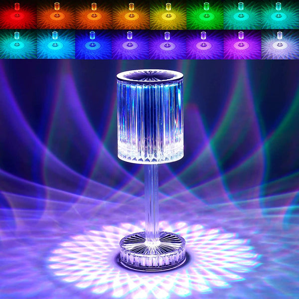 Crystal Table Lamp Touch Control Atmosphere Nightstand Lamp With Usb Charging Line