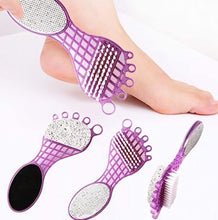 4 In 1 Pedicure Tool For Rough Dry Feet Dual-sided With Pumice Stone Soft Brush Steel Scrubber Emery File Softens Hard Foot Corns Calluses Cleanses Smoothens Dull Feet