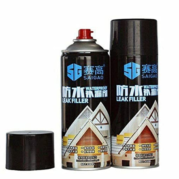 Waterproof Leak Filler Spray Rubber Flex Repair Sealant - Point To Seal Cracks Holes Leaks Corrosion More For Indoor Or Outdoor Use Black Paint (450 Ml)