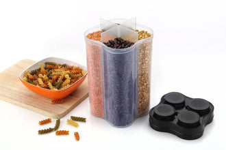 Plastic Lock Food Storage 4 Section Container Jar For Grocery Fridge Container.