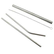 Reusable Stainless Steel Straws With Travel Case Cleaning Brush Eco Friendly Extra Long Metal Straws Drinking Set Of 4 (2 Straight Straws 1 Bent Straws 1 Brush)