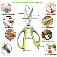 Multi-purpose Kitchen Shears With Magnetic Holder Stainless Steel Red Multifunction Heavy Duty And Kitchen Scissors