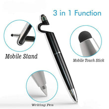 3 In 1 Ballpoint Function Stylus Pen With Mobile Stand (3 Pc)