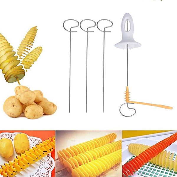 Potato Spiral Cutter Potato Twister (4 Spits) (1 Set)