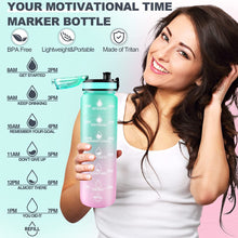 Motivational Water Bottle With Straw Time Marker Bpa-free Tritan Portable Gym Water Bottle Leakproof Reusable Special Design For Your Sports Activity Hiking Camping