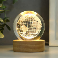 World 3d Crystal Ball Lamps With Wood Base (1 Pc)