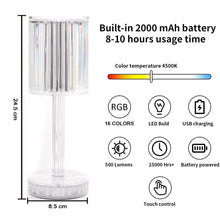 Crystal Table Lamp Touch Control Atmosphere Nightstand Lamp With Usb Charging Line