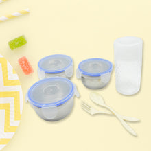 6 in 1 Tiffin Box-lunch Box 3 Stainless Steel Containers  Plastic Lid Box  Spoon  Fork Plastic Bottle  Insulated Fabric Bag  Leak Proof  Microwave Safe  For Office College And School For Men Women (6 Pcs)