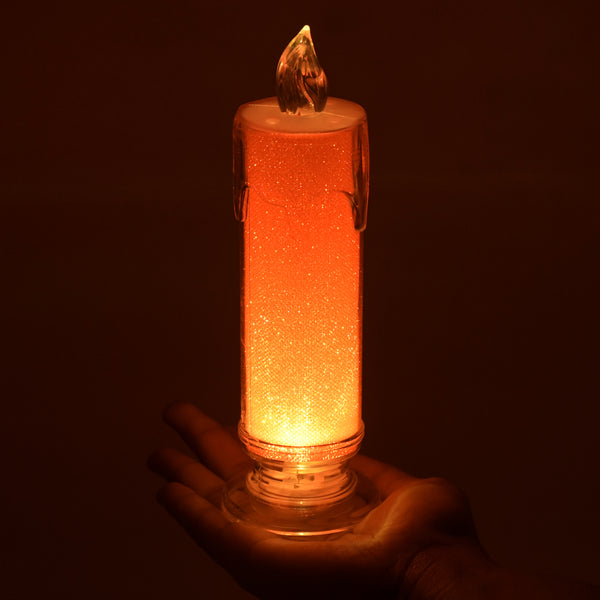 Red Led Flameless Candles Battery Operated Pillar Candles Flickering Realistic Decorative Lamp Votive Transparent Flameless Ornament Tea Party Decorations For Hotel Scenehome Decor Restaurant Diwali Decoration Candle Crystal Lamp (1 Pc)