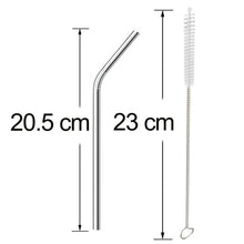 Reusable Stainless Steel Drinking Straws Bent (4 Bent Straws 1 Brush)
