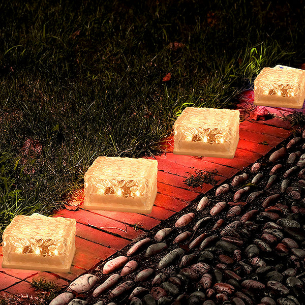 Solar Ice Cube Shaped Garden Light Ice Cube Shaped Garden Warm Light Outdoor Solar Garden Decorative Lights For Walkway Pathway Backyard Christmas Decoration Parties