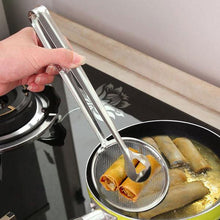 2 in 1 Stainless Steel Filter Spoon With Clip Food Kitchen Oil-frying Multi-functional