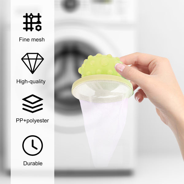 Reusable Washing Machine Floating Cylindrical Shape Lint Mesh Bag (2 Pc)